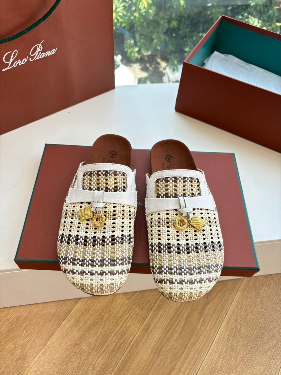 Loro Piana Women's Spring/fall Fashion Casual Leather Breathable Woven Round Toe Slippers Birkenstock Slippers Shoes #78383