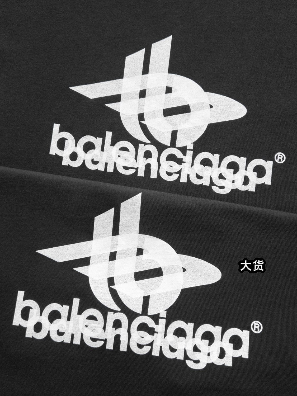 Balenciaga Men's and Women's Summer Letter Printed Cotton Round Neck Black Loose Fit Short Sleeve T-Shirt #98977