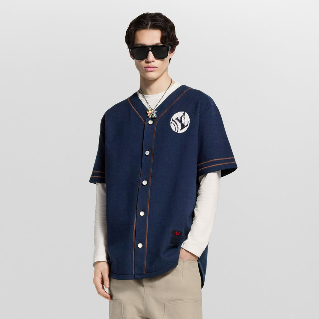 Louis Vuitton Men's Summer Fashion Casual Single Breasted Embroidered Pattern Short Sleeved Knitted Baseball Shirt #78426