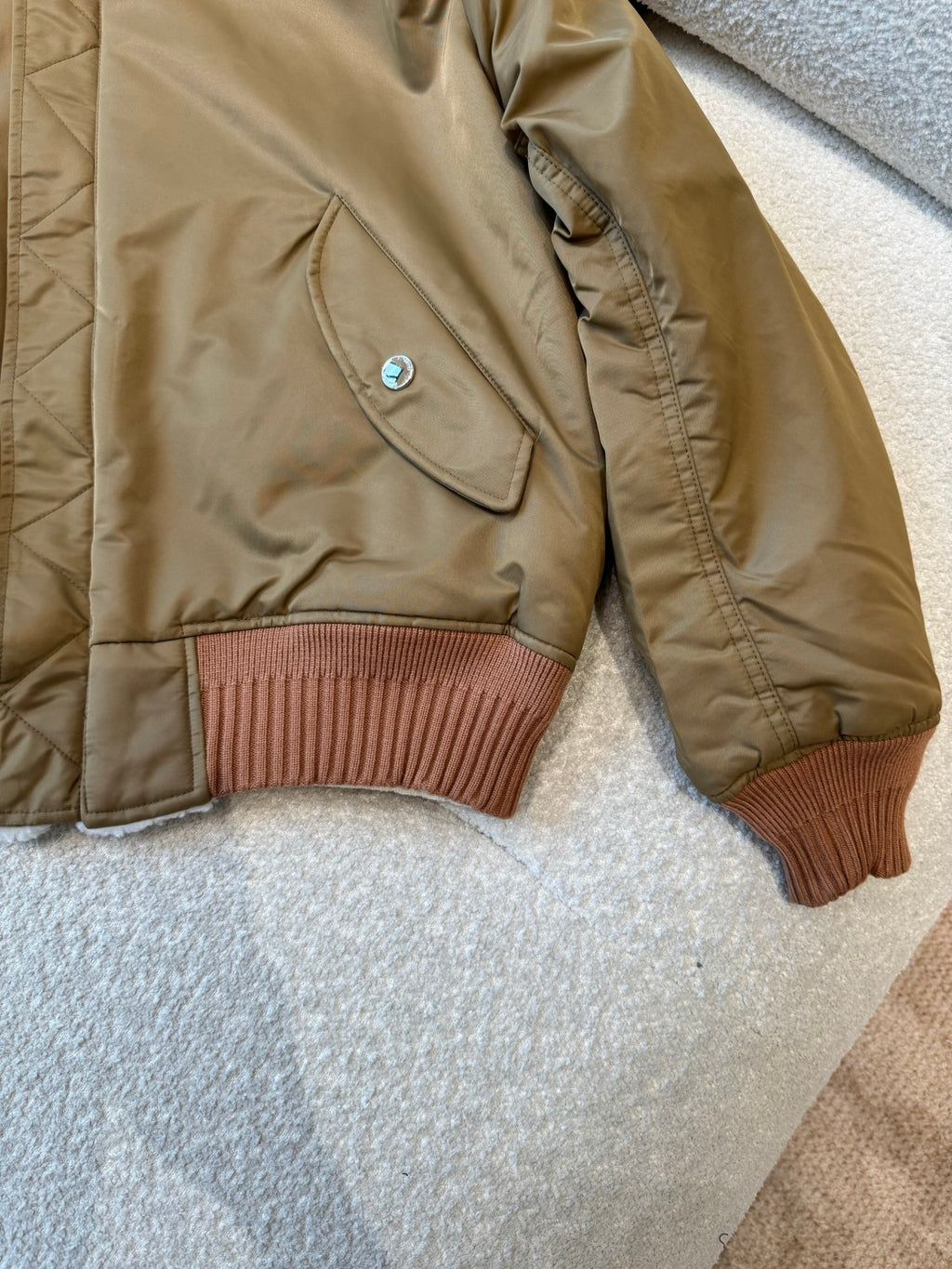 Burberry Men's Winter Fashion Casual Baseball Collar Zipper Shearling Reversible Jacket #78835