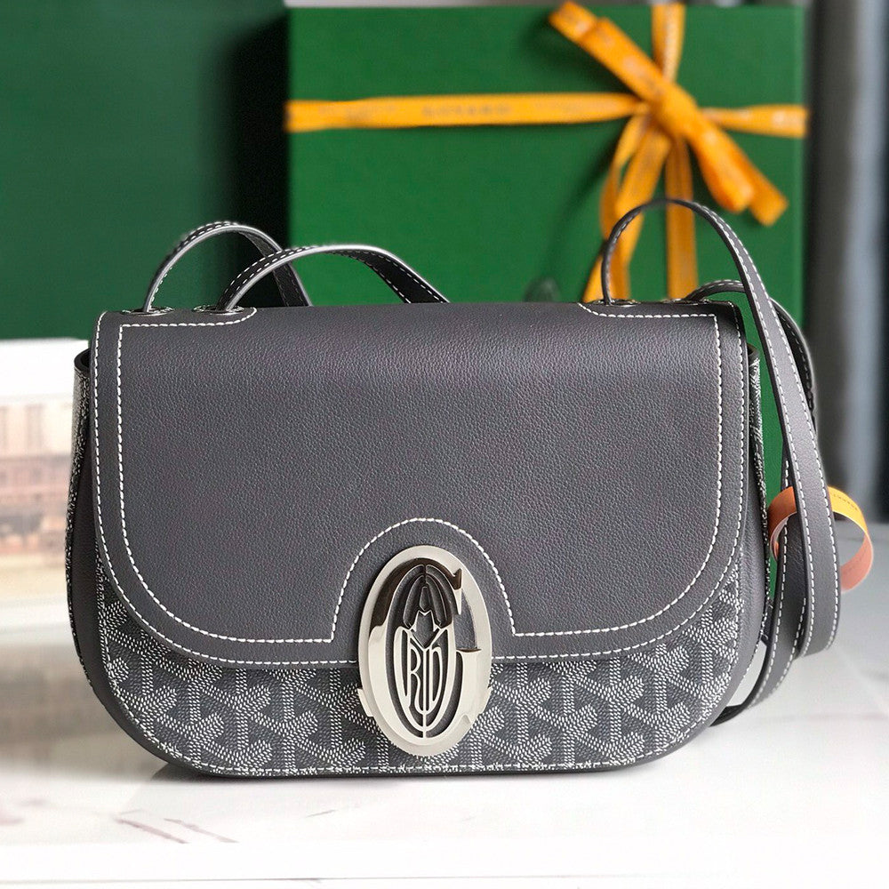 Goyard 233 Classic Edition Fashionable Modern Canvas And Calfskin Crossbody Bag With Metal Logo Buckle Bag Bags #196800