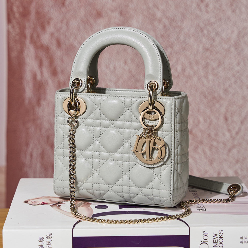 Dior Dior Lady Lambskin Cannage Quilted Metal Pendant Mini Bag #333088