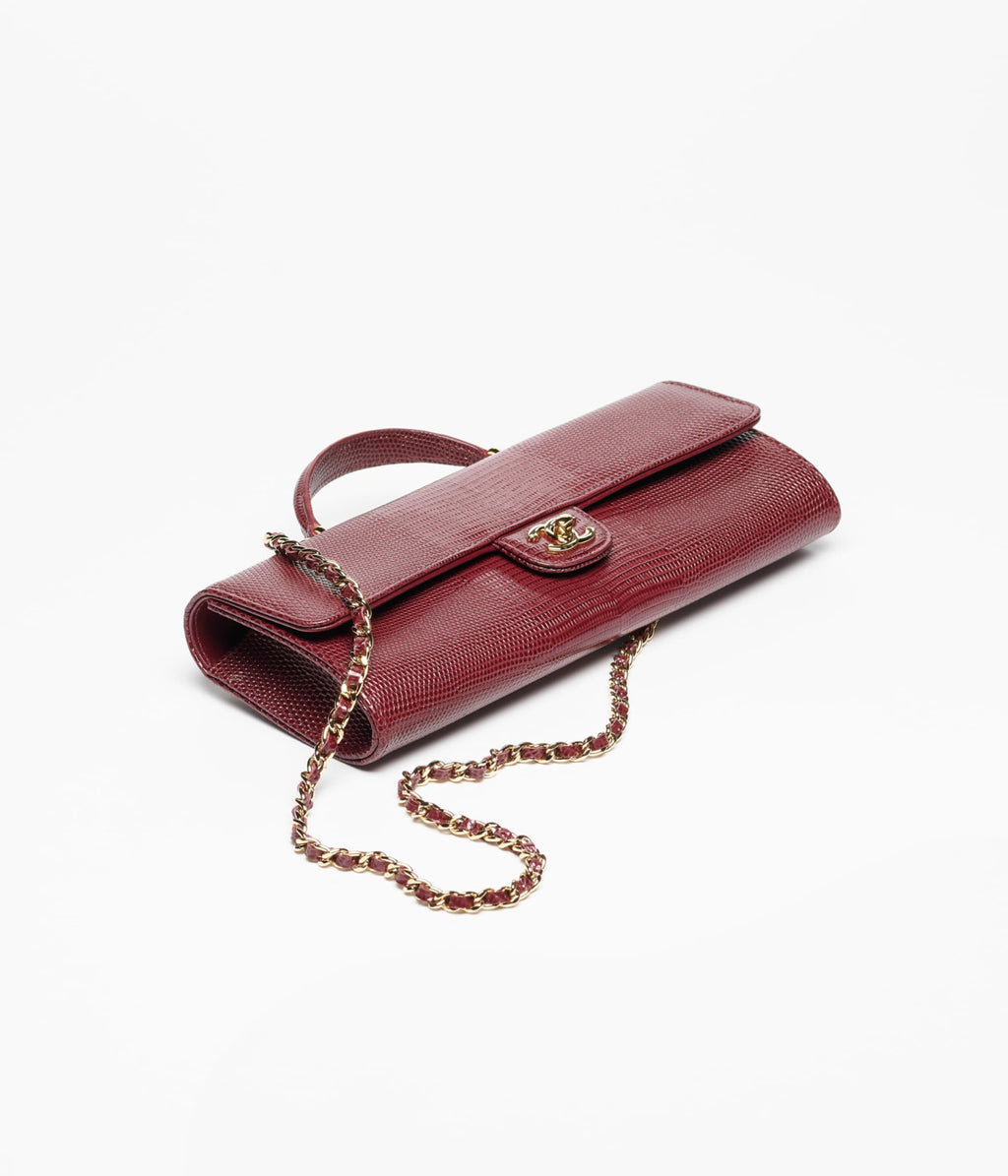 Chanel 26A Chain Handle Bag Burgundy Lizard Embossed Stylish And Versatile Bag Bags AP5280 #197506