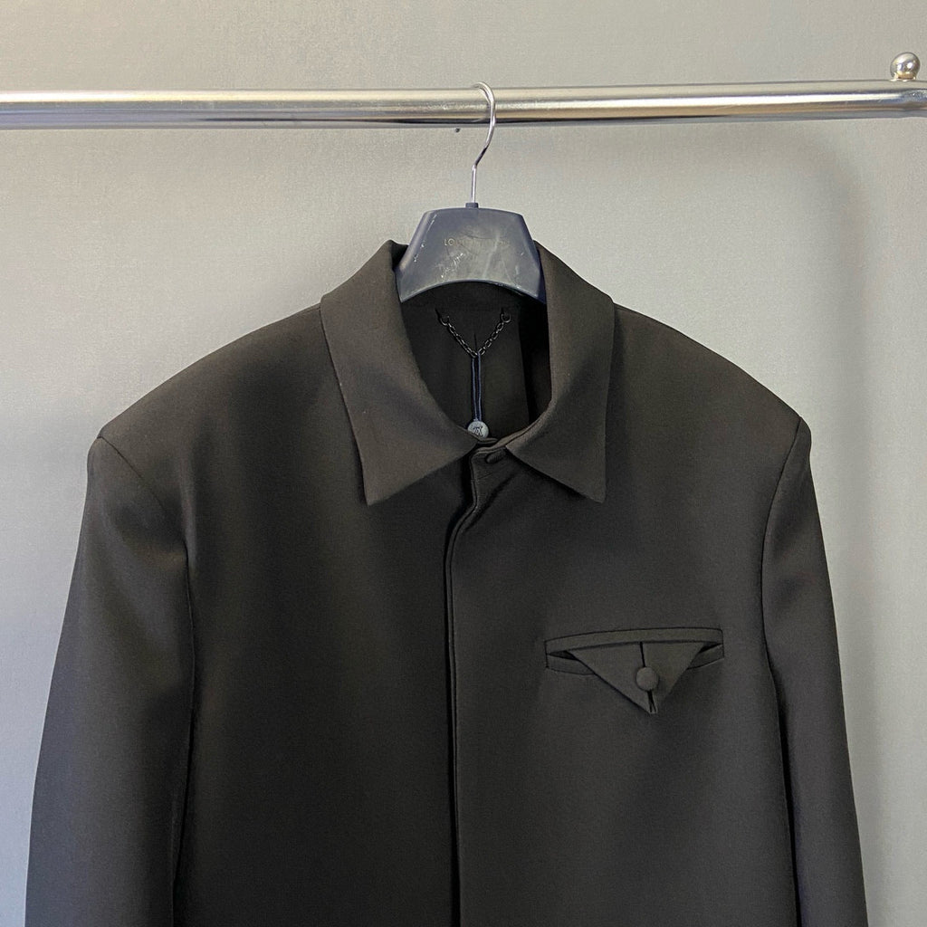 Louis Vuitton Men's Spring/Autumn Black Logo Letter Beaded Wool Long Sleeve Jacket #98171