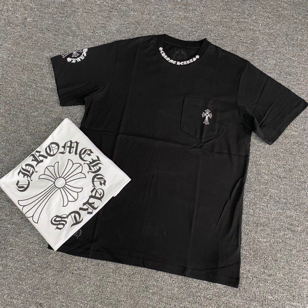 Chrome Hearts Men's Summer Solid Color Cross Print Round Neck Cotton Short Sleeve T-Shirt #77173
