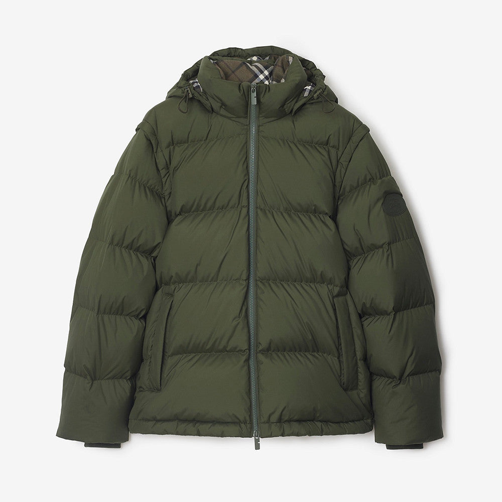 Burberry Detachable Sleeve Puffer Jacket in Flax Men's Nylon #335005