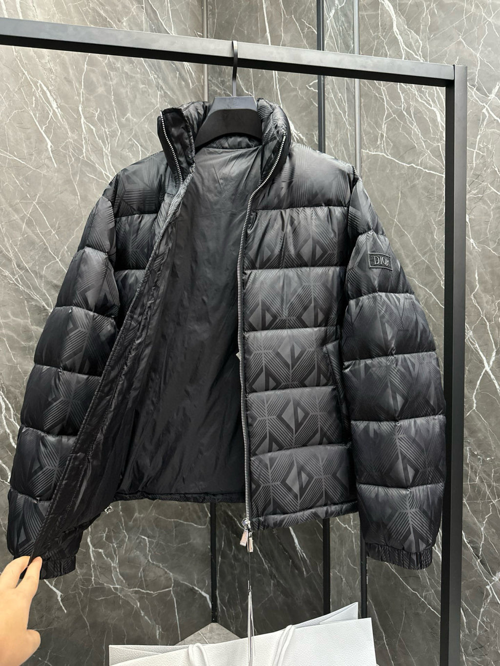 Dior Men's Fall/Winter Stand-Up Collar Logo All-Over Print Zipper Solid Color Casual Long-Sleeve Warm Puffer Down Jacket #81528