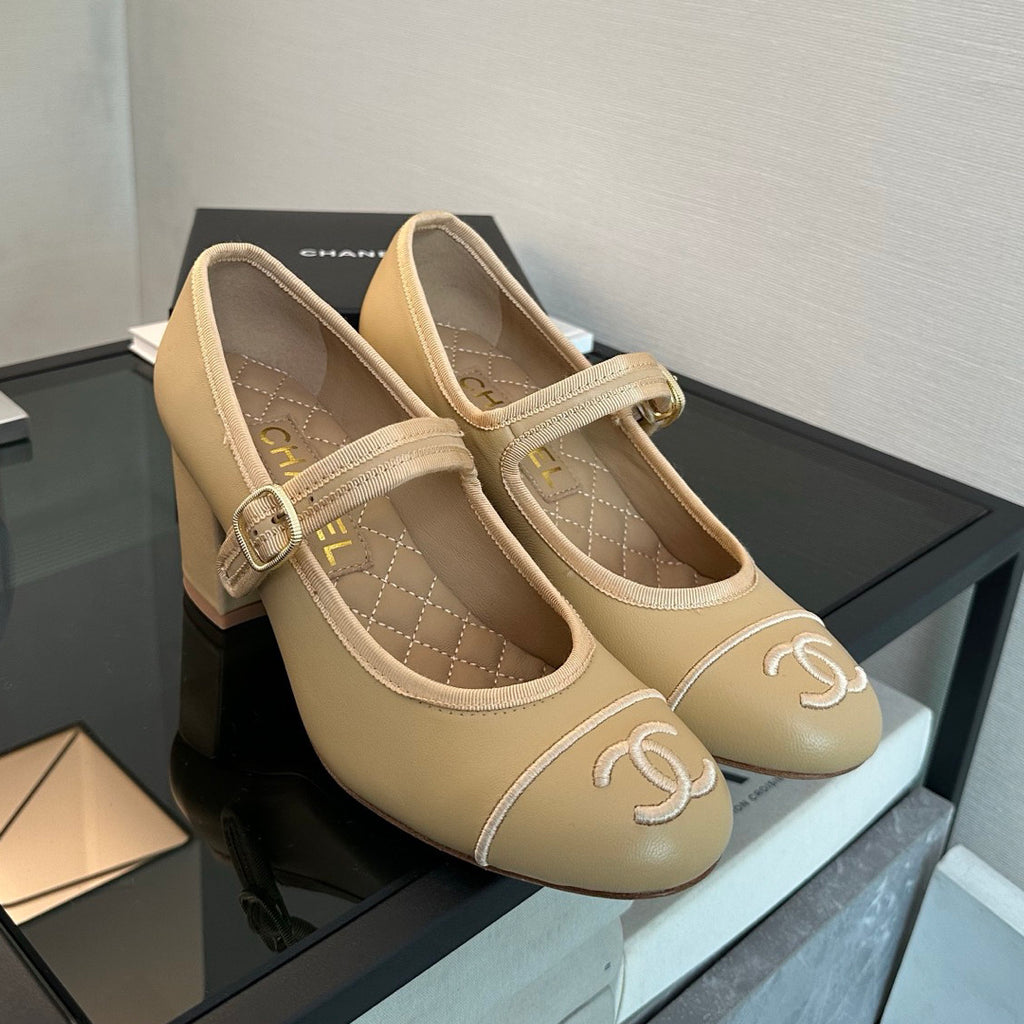 Chanel Women's Spring/Fall Fashion Classic Round Toe Slip On Solid Color Chunky Heel Buckle Mary Jane Shoes Casual Shoes #79251