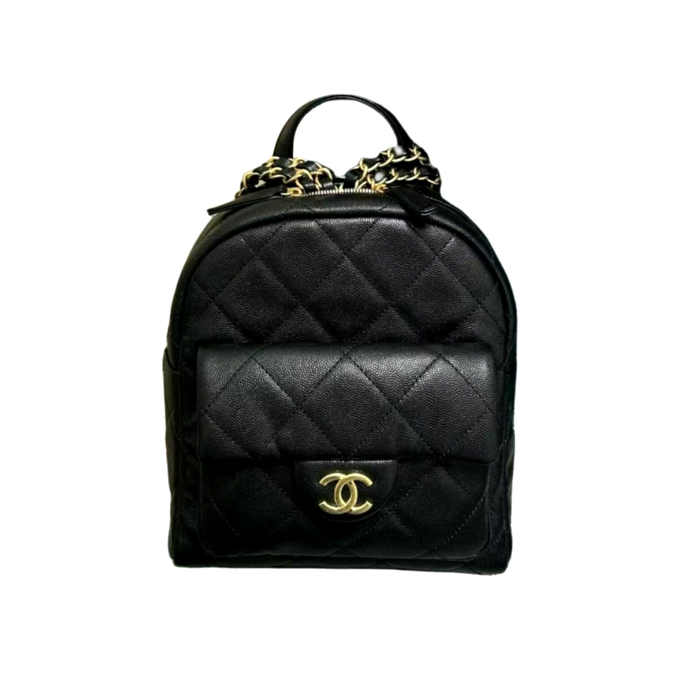 Chanel Women's Fashion Classic Solid Color Double Zip Leather Logo Backpack With Chain Straps Bag Bags AS5793-B22082-94305 #79454