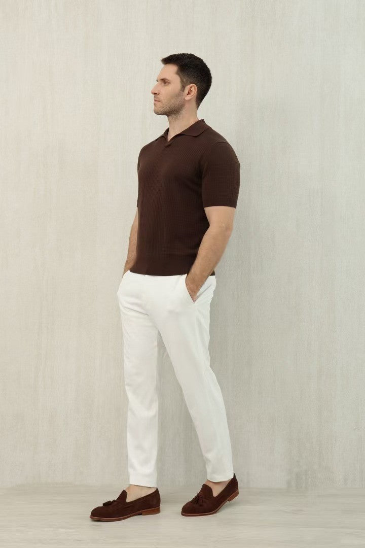 Loro Piana Men's Summer Refreshing Thin Knitted Lapel Short-sleeved Top Multicoloured Fashion Comfortable Temperament T-shirt Ngvp #9956