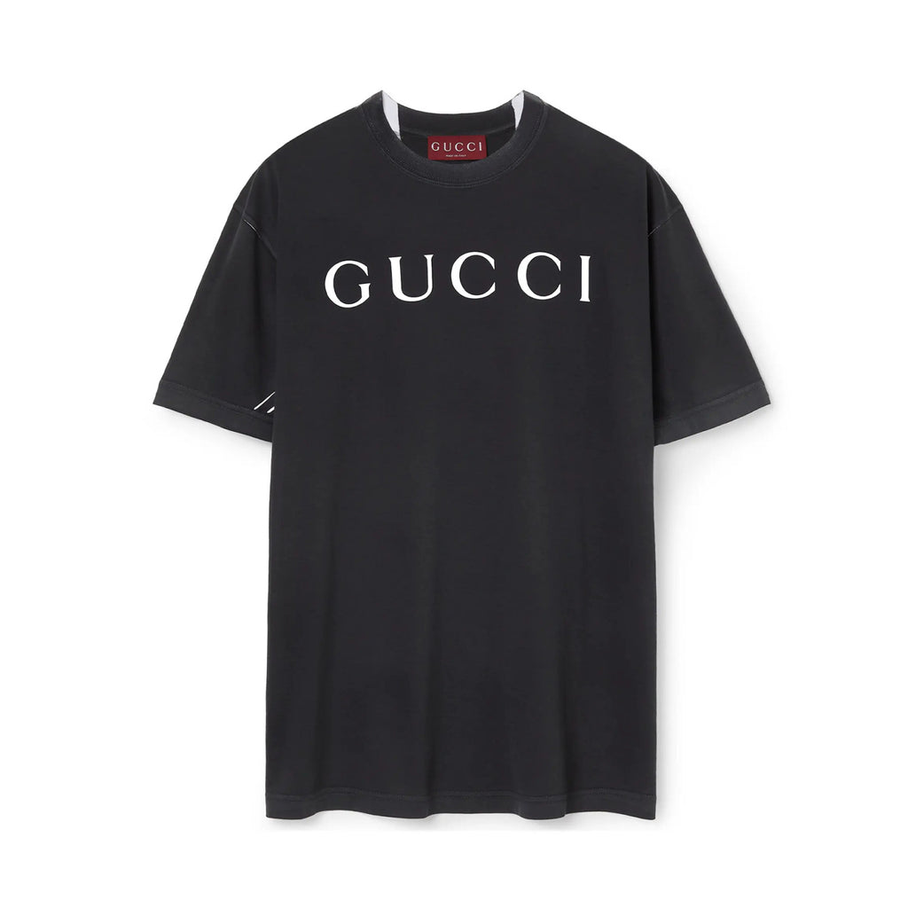 Gucci Men's Summer Solid Color Letter Print Round Neck Cotton Short Sleeve T-Shirt #75964