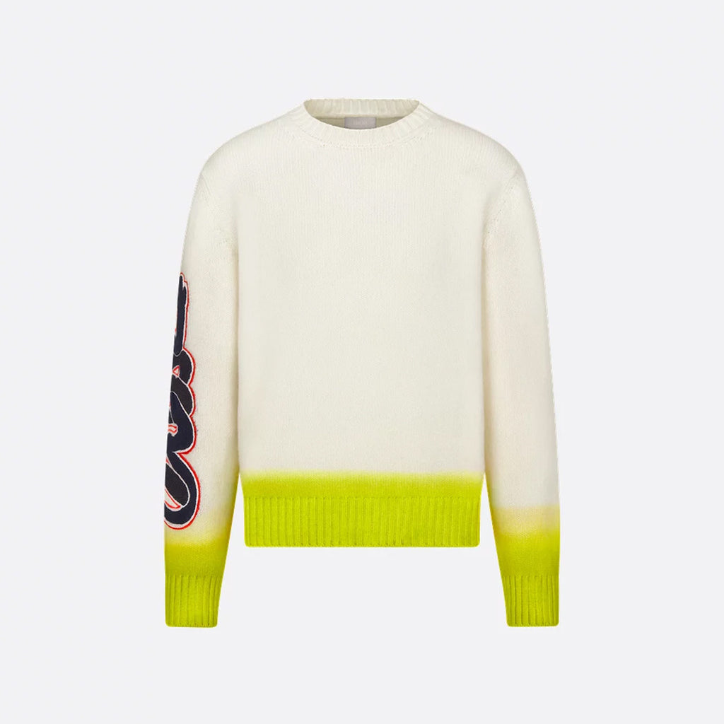 Dior Men's Dior And Kaws Sweater Spring. Fall And Winter Embroidered Crew Neck Gradient Long Sleeve Sweater #71836