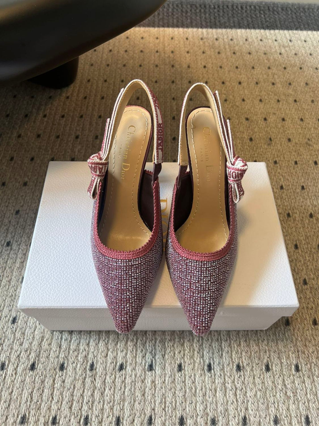 Dior J'Adior Women's Summer Solid Color Beaded Pointed Toe 10cm High Heel Sandals Shoes #77656
