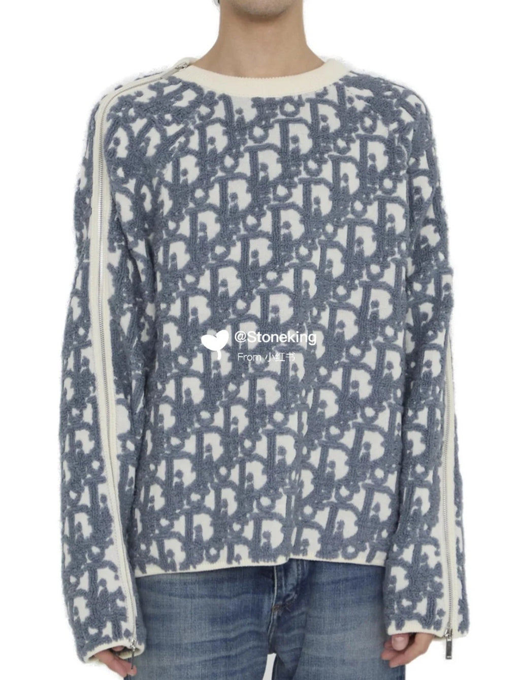 Dior Men's Spring. Autumn and Winter Oblique Printed Round Neck Long Sleeve Solid Color Fitted Sweater #72184