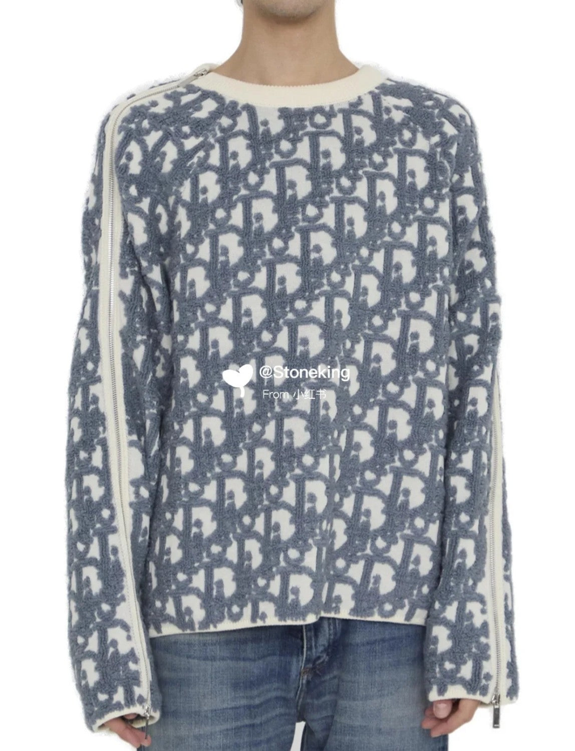 Dior Men's Spring. Autumn and Winter Oblique Printed Round Neck Long Sleeve Solid Color Fitted Sweater #72184