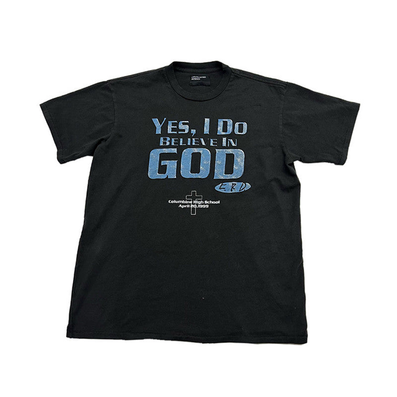 Enfants Riches Deprimes Men's Summer I BELIEVE IN GOD Printed Casual Loose Solid Color Short Sleeve T-Shirt #98223