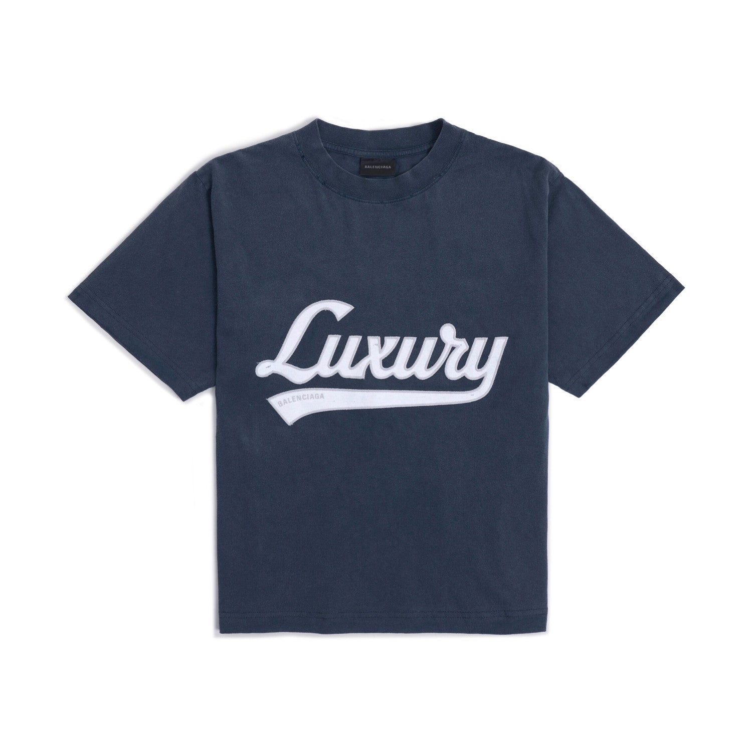 Balenciaga LUXURY SCRIPT Men's And Women's Summer Fashion Casual Crew Neck Pullover Vintage Plain Weave Knit Fabric Loose Fit Short Sleeve T-Shirt #79163