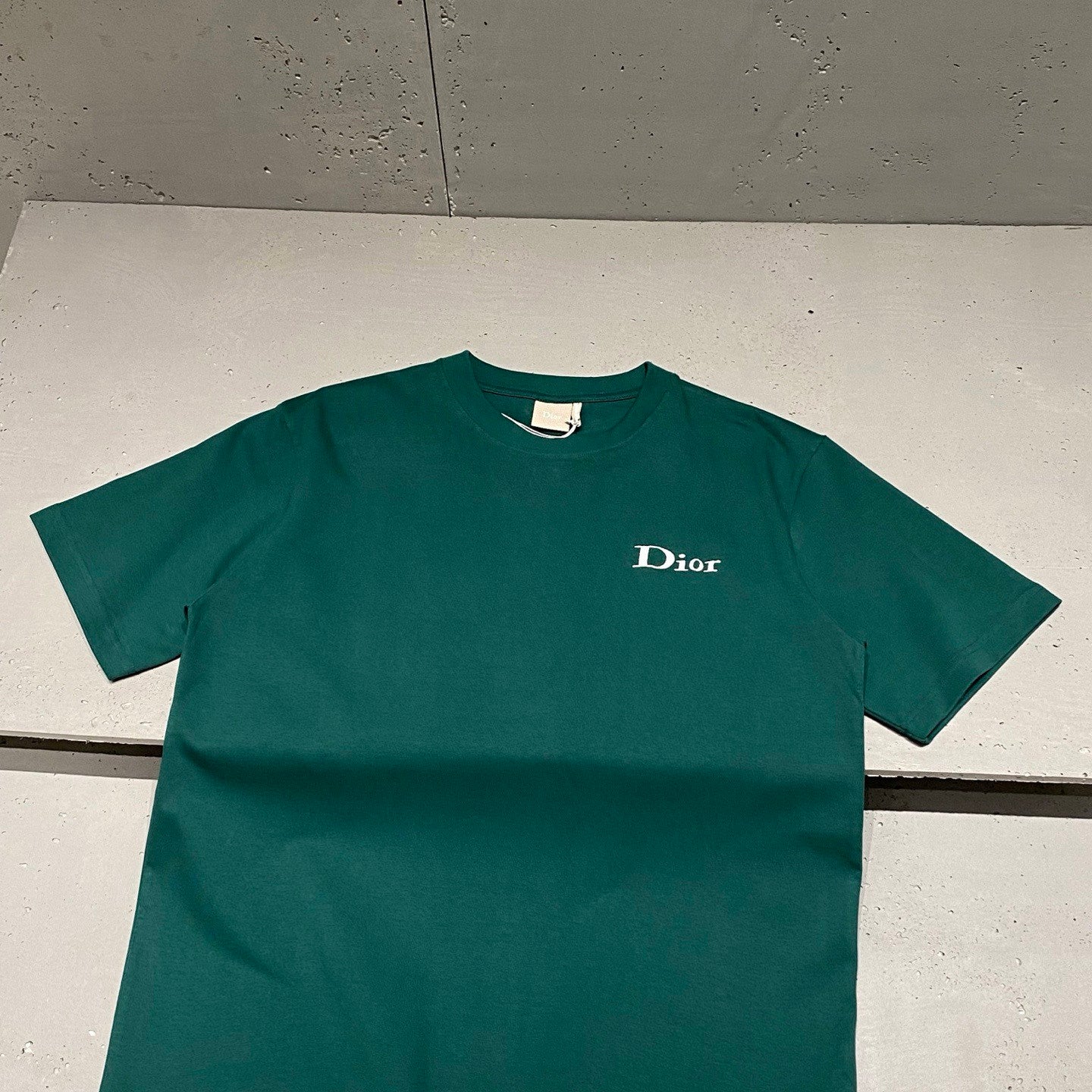 DIOR T-Shirt with Dior Embroidery Relaxed Fit Green Cotton Jersey #377387