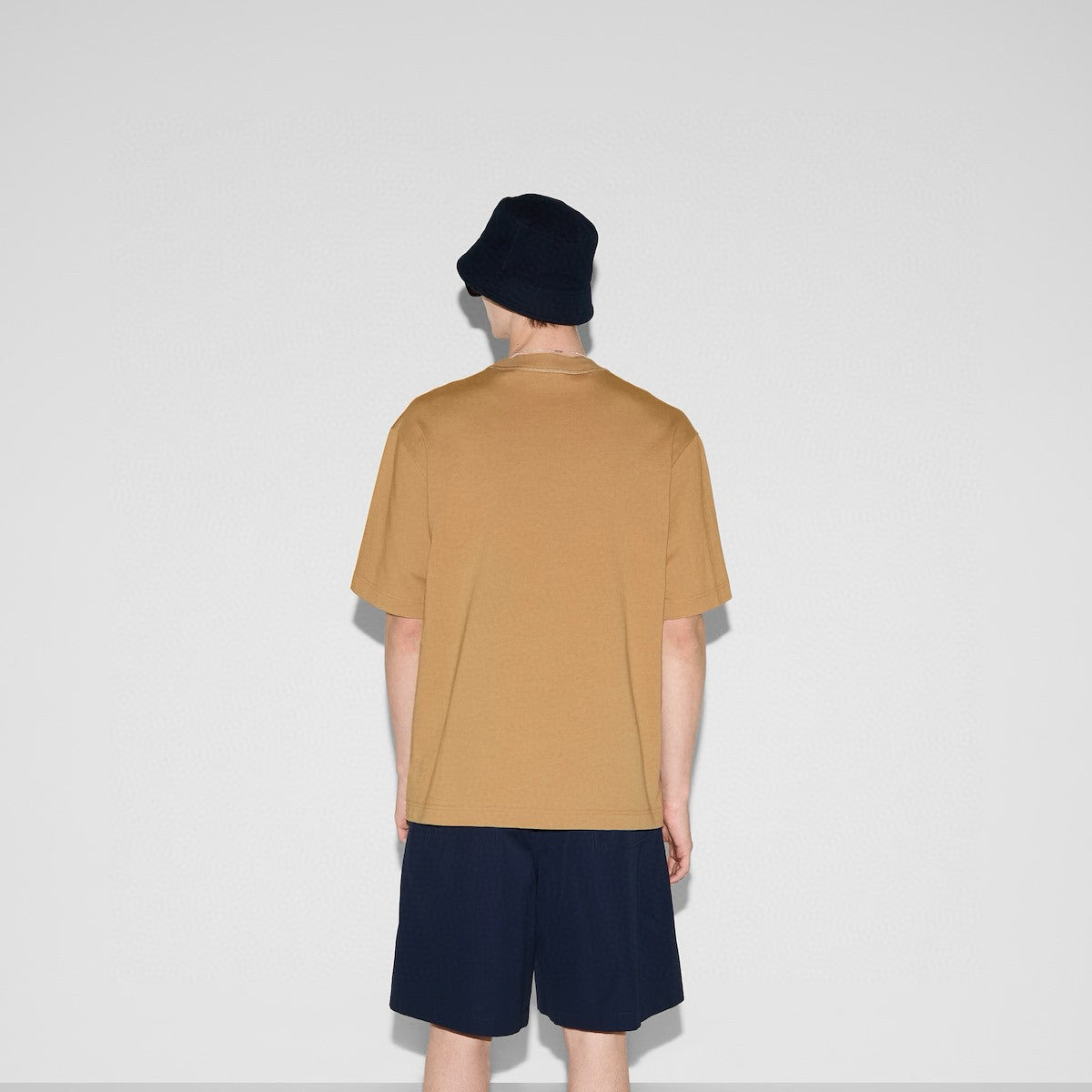 Gucci Men's Summer Solid Color Letter Print Round Neck Drop Shoulder Short Sleeve T-shirt #76313
