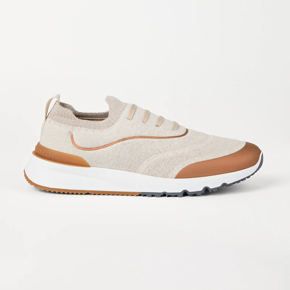 Brunello Cucinelli Men's Four-Season Techno Cotton Knit Runners With Heat-Bonded Details Solid-Color Low-Top Thick-Sole Sneakers Casual Shoes Ngvp #2712