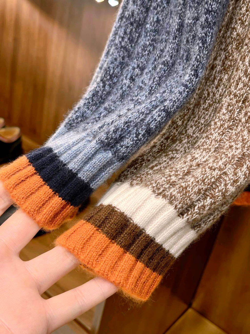 Loro Piana Men's Spring & Autumn Fashion Stripe Color Blocking Long Sleeve Knit Sweater Fit Cashmere Crew Neck Sweater Ngvp #9475