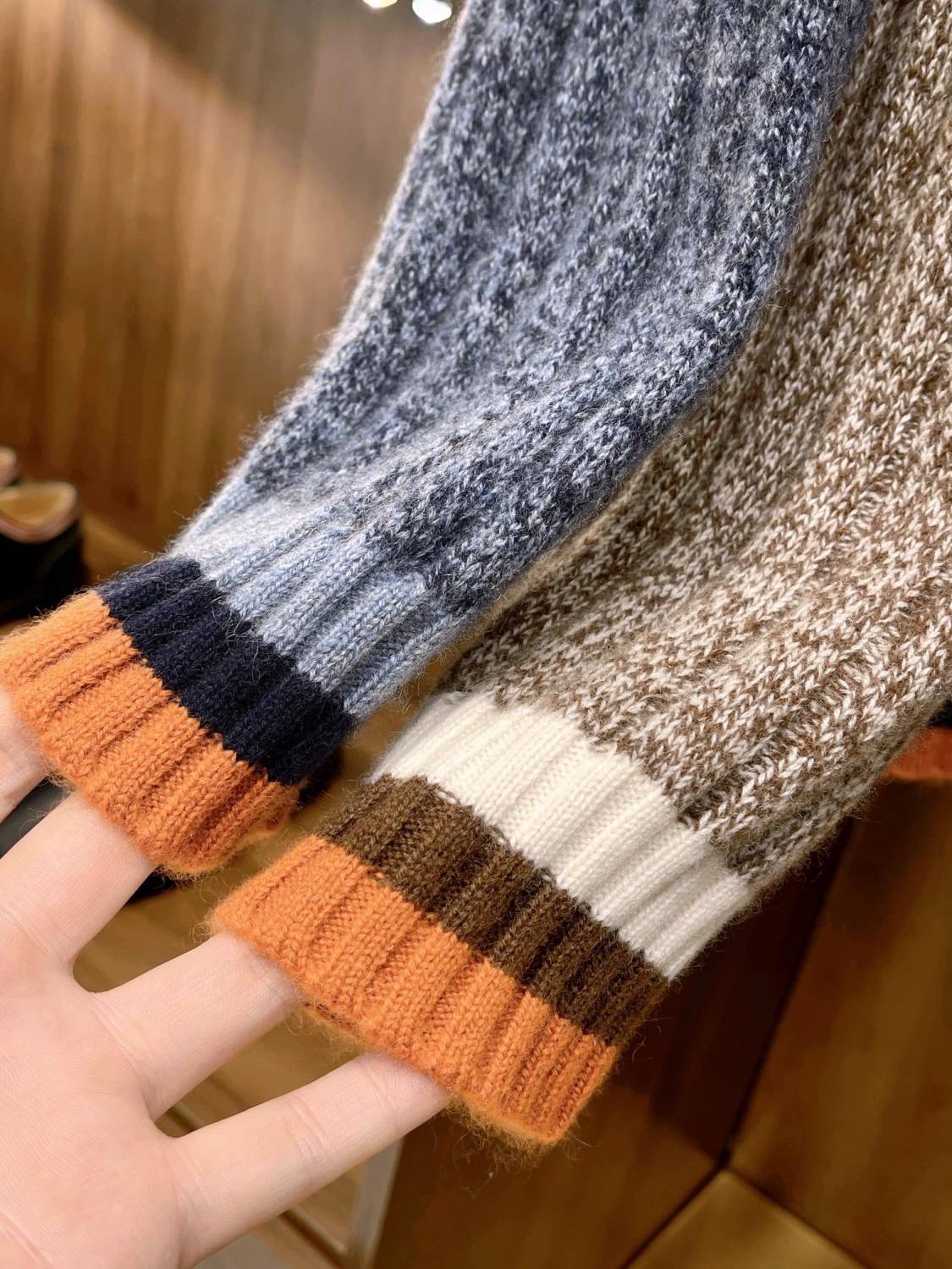 Loro Piana Men's Spring & Autumn Fashion Stripe Color Blocking Long Sleeve Knit Sweater Fit Cashmere Crew Neck Sweater Ngvp #9475
