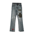 Enfants Riches Deprimes Men's & Women's Four-Season Distressed Patchwork Embroidered Mid-Rise Flared Jeans Casual Solid-Color Denim Pants Ngvp #2715