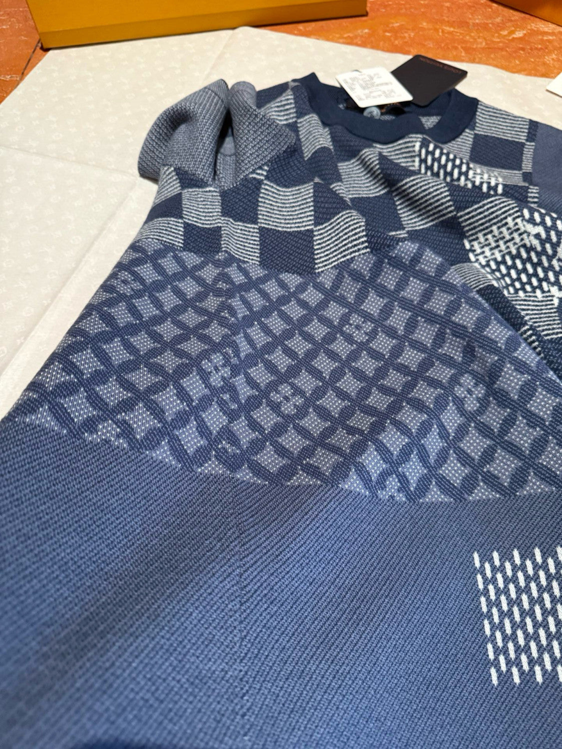 Louis Vuitton x Men's Letter Print Plaid Knit Summer Crew Neck Short Sleeve Solid Color T-Shirt #81354