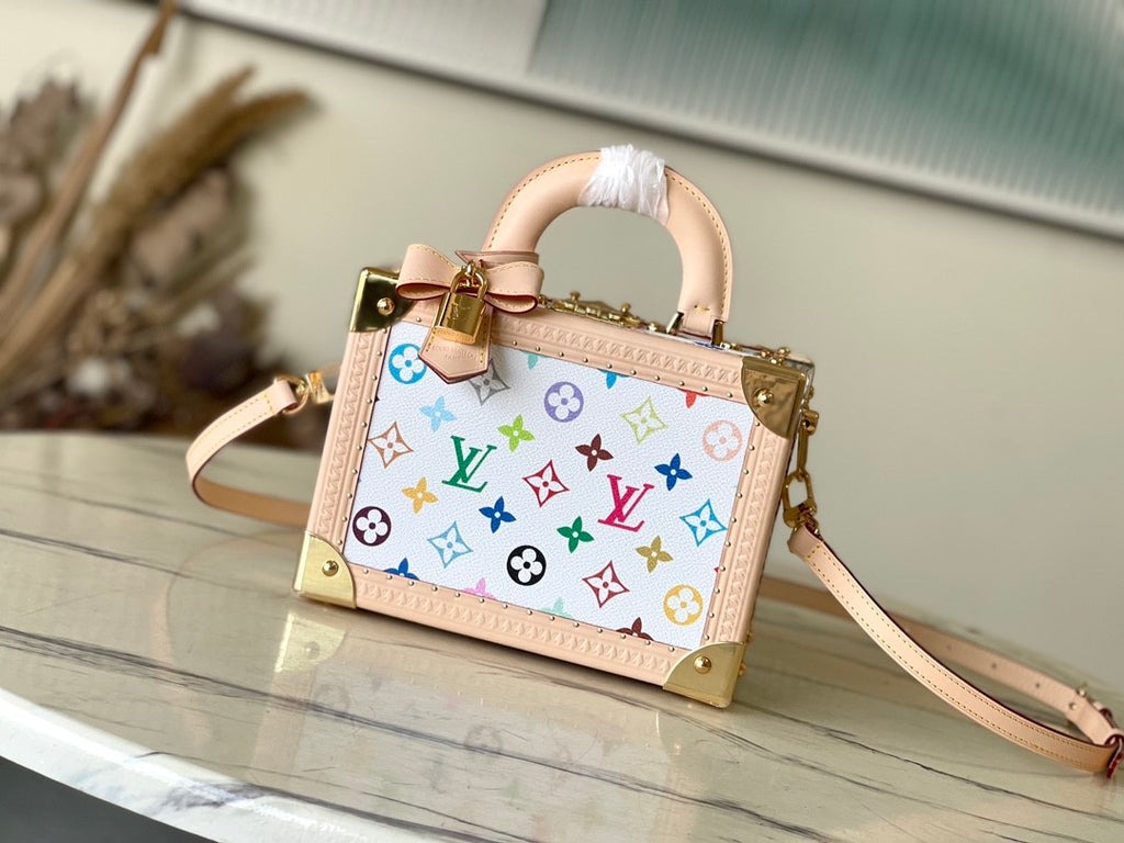 Louis Vuitton LV x TM Petite Valise Women's Detachable Adjustable Shoulder Strap Colorful Letter Printed Coated Canvas Single Shoulder Slanting Handbag Bag Bags #75435
