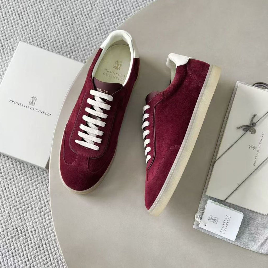 Brunello Cucinelli Men's Spring And Summer Washed Suede Rubber Sole Shoes Fashion Casual Solid Color Flat Sneakers Ngvp #1983
