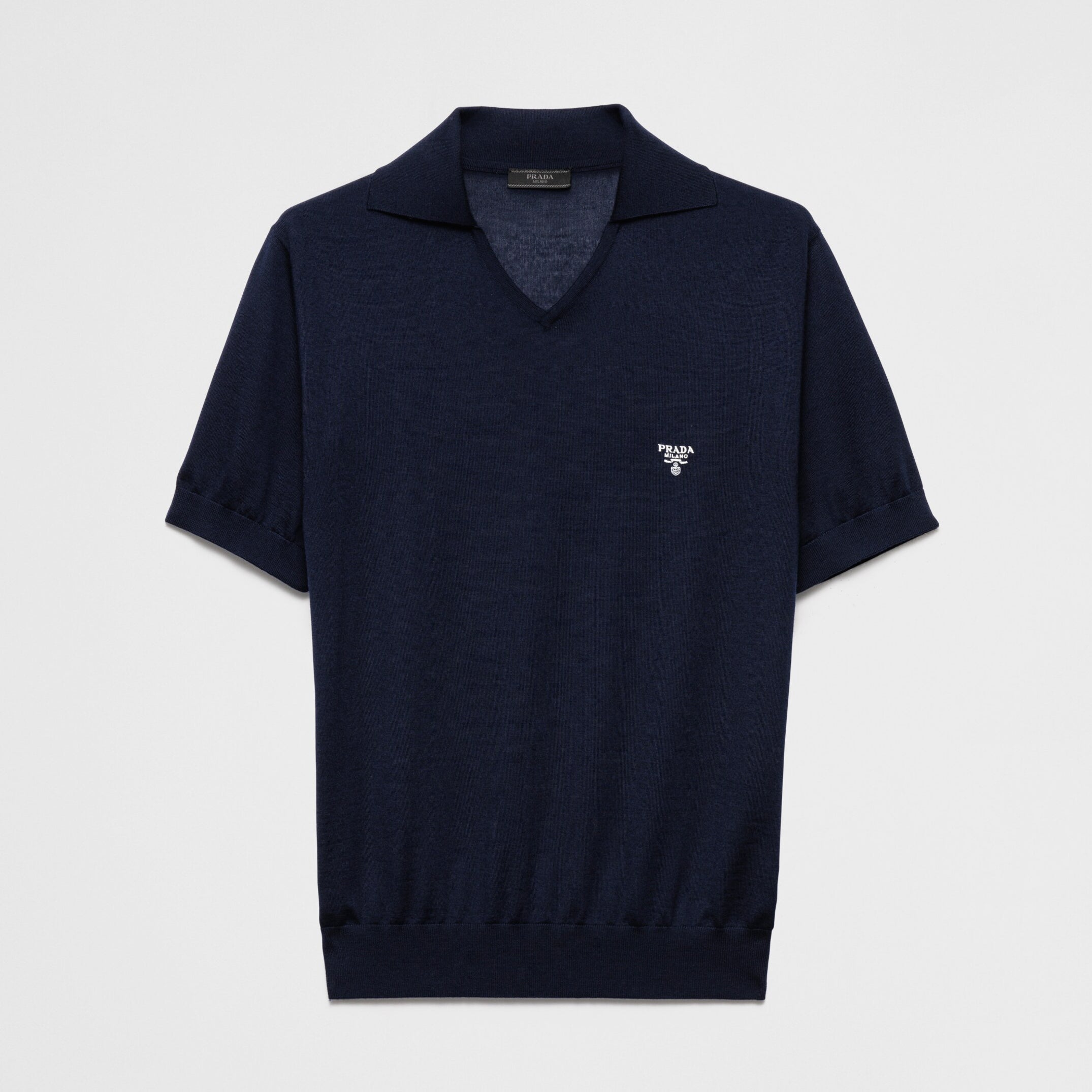 Prada Men's Summer Solid Color Logo Embroidery Knitted Cashmere Short Sleeve Polo Shirt T-Shirt #74954