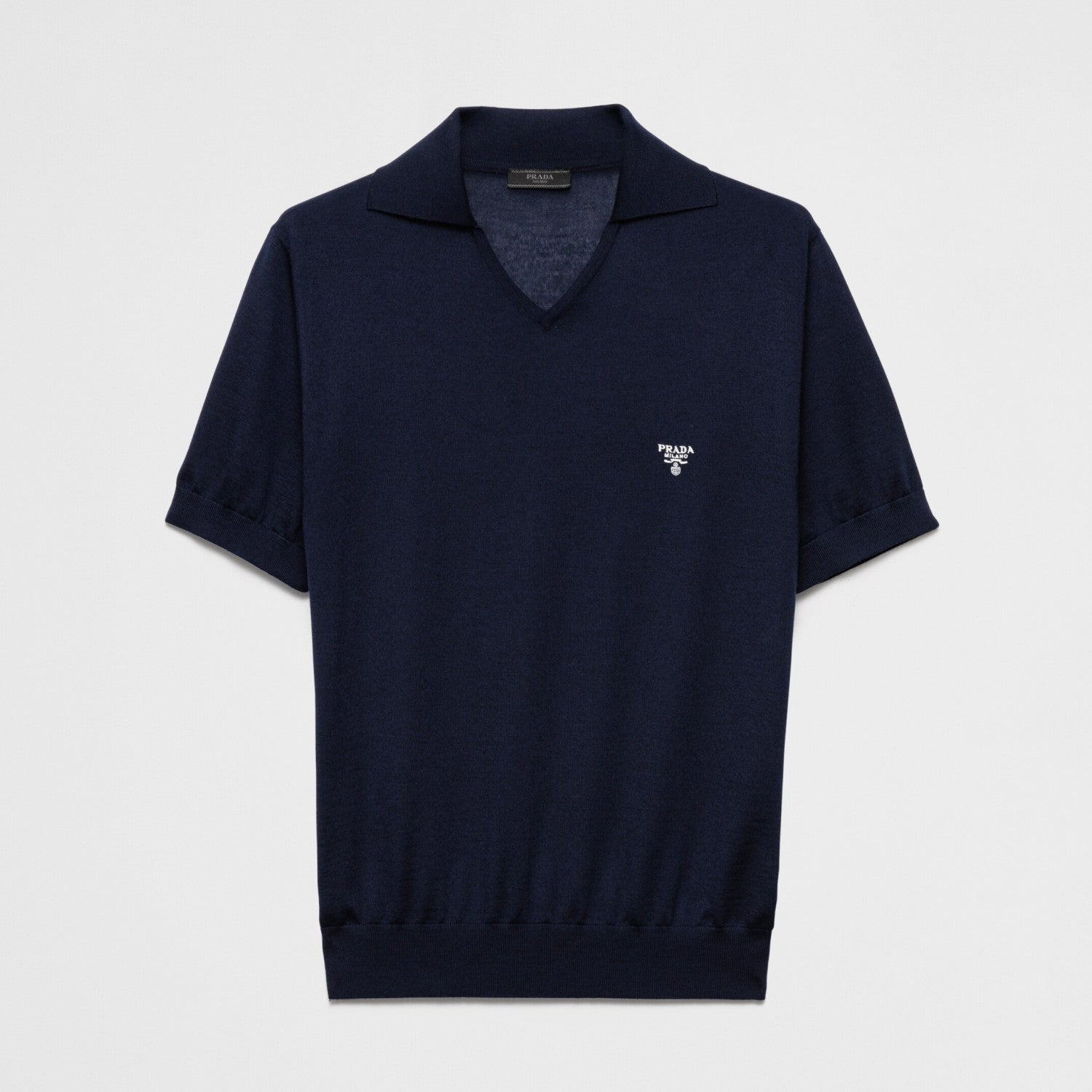 Prada Men's Summer Solid Color Logo Embroidery Knitted Cashmere Short Sleeve Polo Shirt T-Shirt #74954