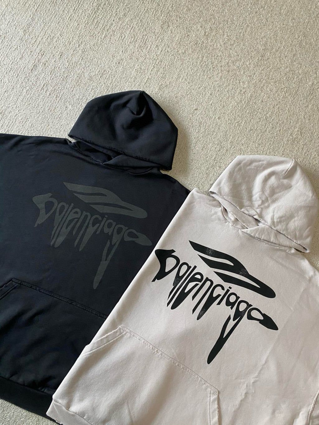 Balenciaga Men's Spring 3B LIQUIFIED Loose High Street Cotton Logo Print Hooded Sweatshirt #71811