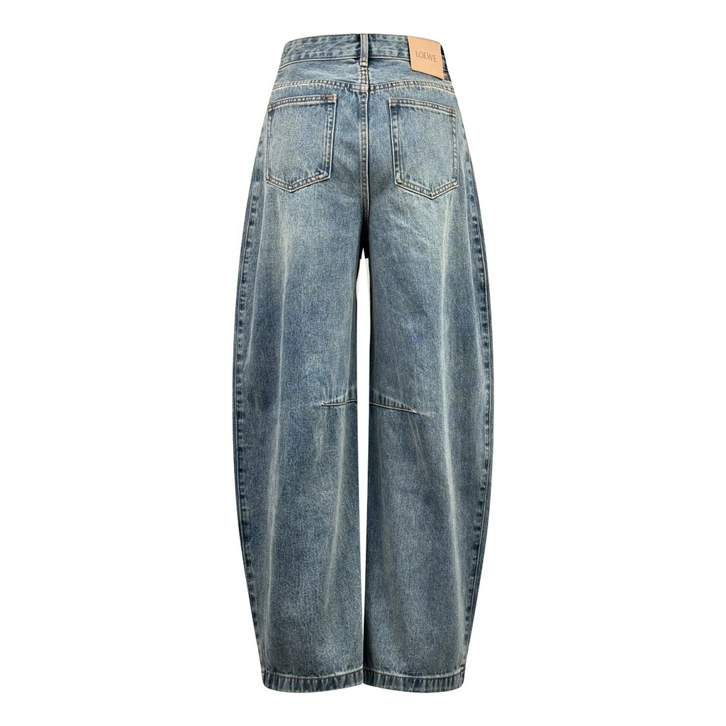 Loewe Men's Spring and Autumn Logo Print Pocket Zipper Loose Solid Color Jeans Pants #76779