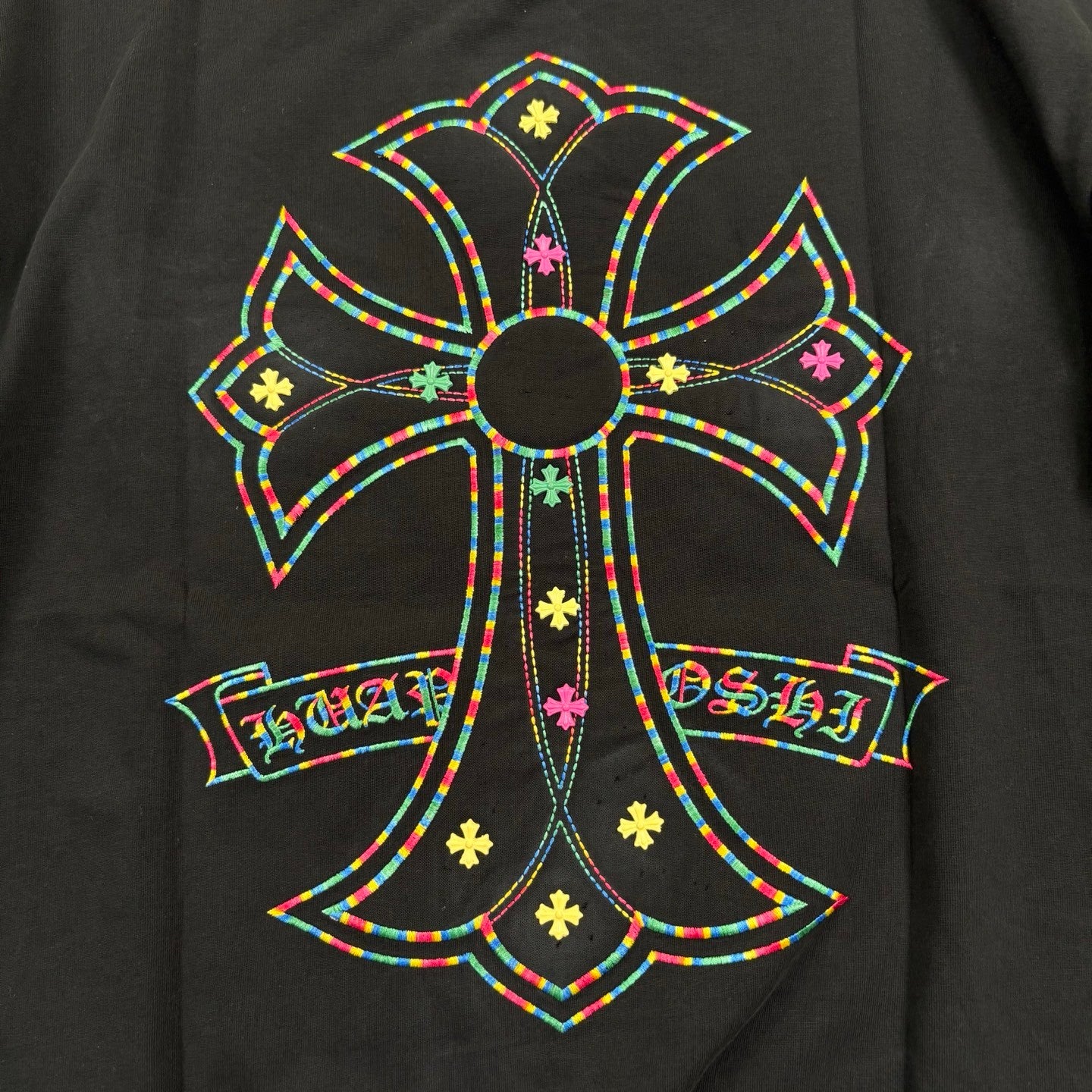 Chrome Hearts Men's And Women's Summer Colorful Embroidered Printed Round Neck Cotton Short-sleeved T-shirt #77396