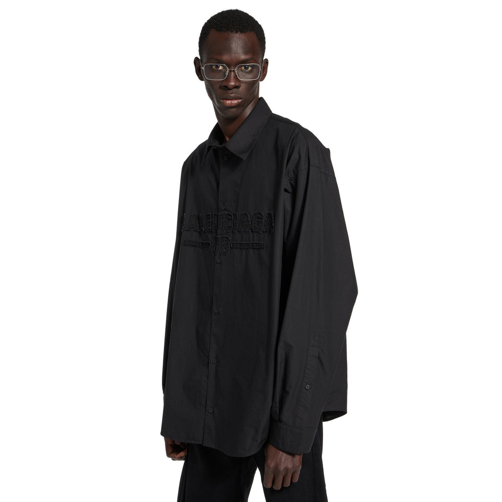 Balenciaga Men's Spring and Autumn Embroidered Letter Printed Solid Colour Single Breasted Long Sleeve Shirt #76942
