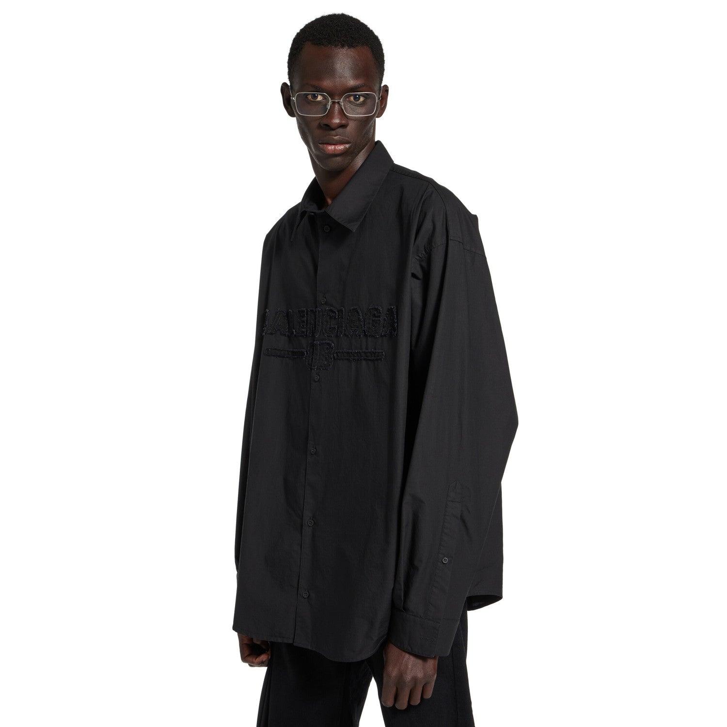 Balenciaga Men's Spring and Autumn Embroidered Letter Printed Solid Colour Single Breasted Long Sleeve Shirt #76942