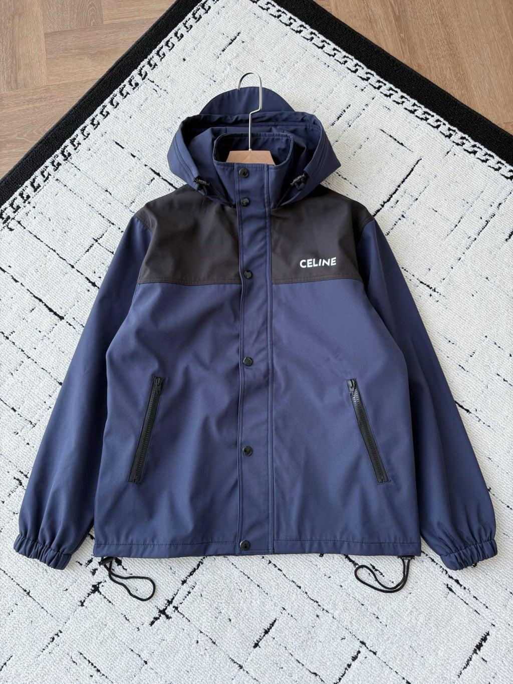 Celine Men's And Women's Spring/fall Fashion Casual Color Block Hooded Jacket With Drawstring Waist Jacket #78934