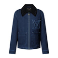 Louis Vuitton Men's Autumn and Winter Solid Color Lamb's wool Embroidered Logo Printed Zipper Closure Splicing Lapel Long Sleeve Jacket #74693