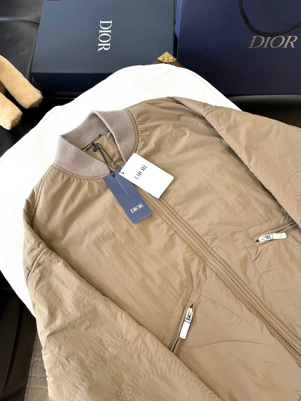 Dior X Stone Island Men's Spring Autumn Solid Color Letter Logo Pilot Zipper Long Sleeve Jacket Bomber Jacket #74685