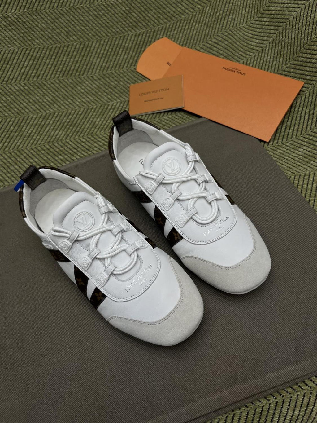 Louis Vuitton SNEAKERINA Women's Four Seasons Colorblocking Round Toe Lace Up Sheepskin Low Top Ballet Derby Shoes #77422