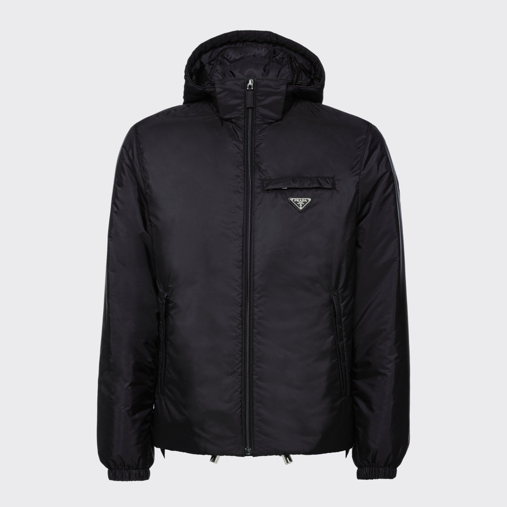 Prada Men's Autumn and Winter Solid Color Letter Logo Hooded Warm Zipper Long Sleeve Puffer Down Jacket #73422