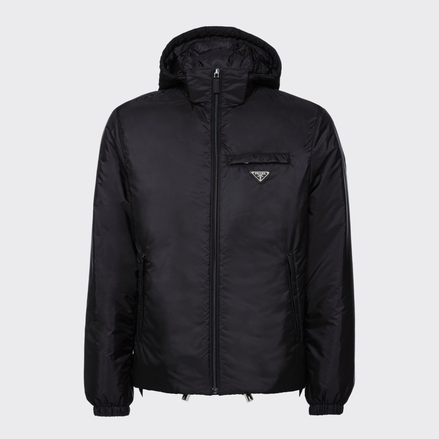 Prada Men's Autumn and Winter Solid Color Letter Logo Hooded Warm Zipper Long Sleeve Puffer Down Jacket #73422