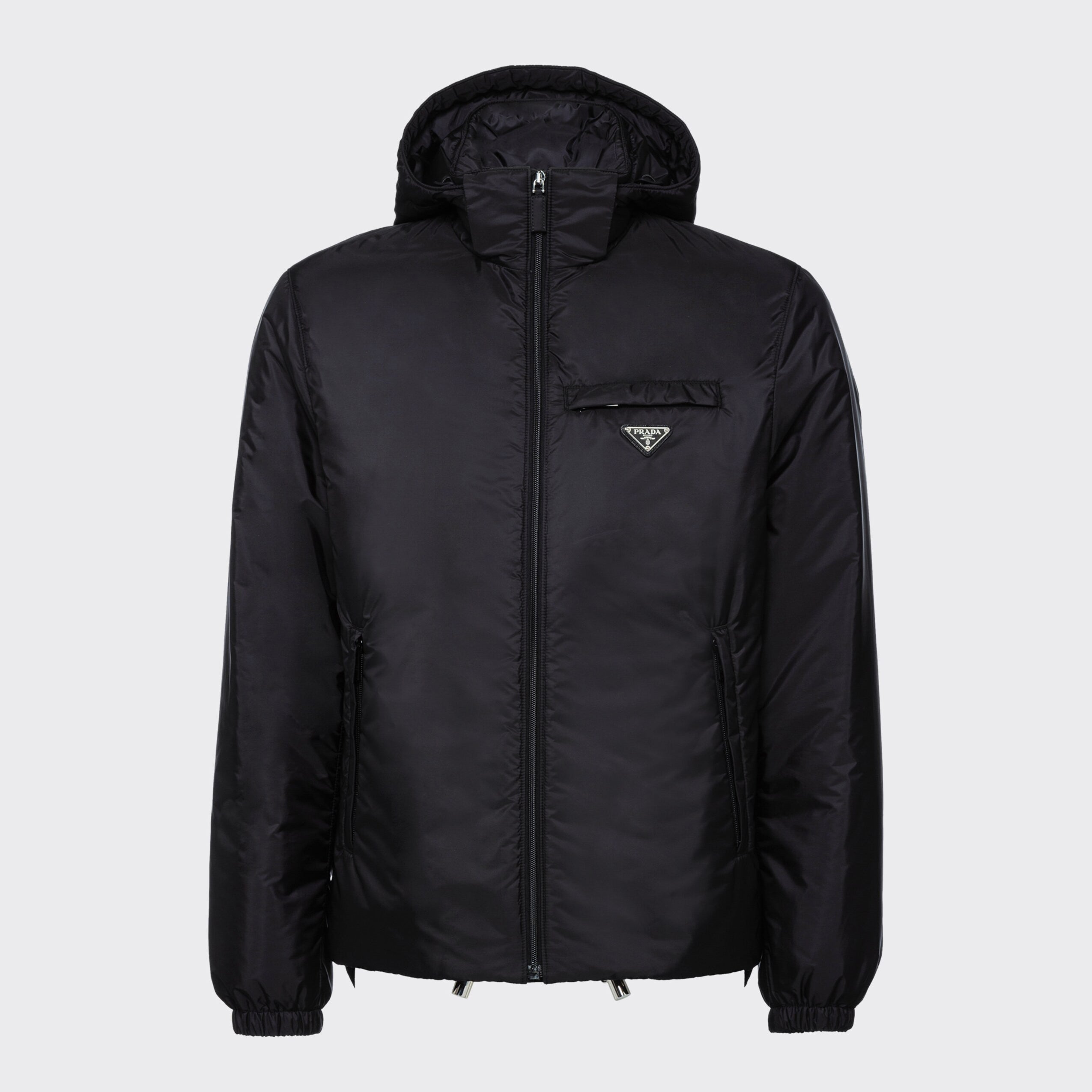 Prada Men's Autumn and Winter Solid Color Letter Logo Hooded Warm Zipper Long Sleeve Puffer Down Jacket #73422