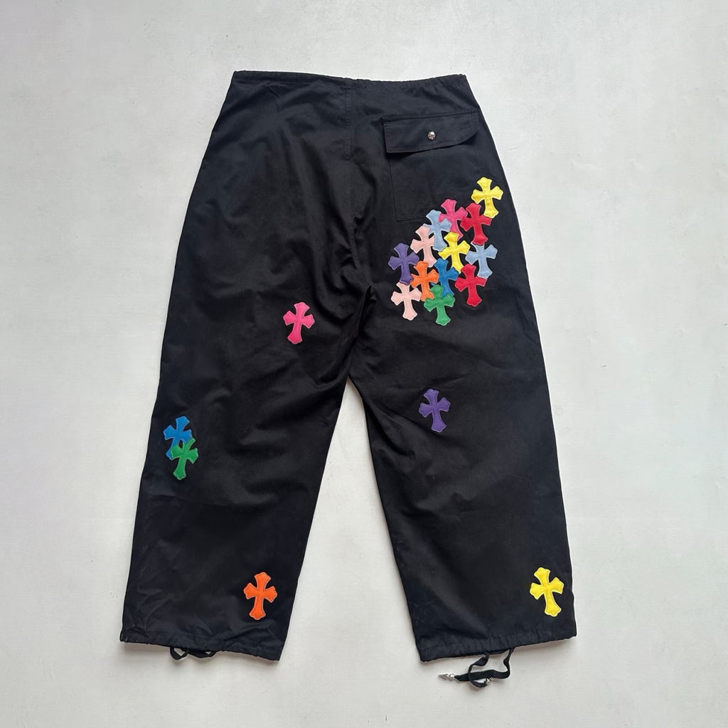 Chrome Hearts Men's And Women's Spring/Summer Solid Color Fashionable Casual Cross-decorated Straight leg Pants #78249