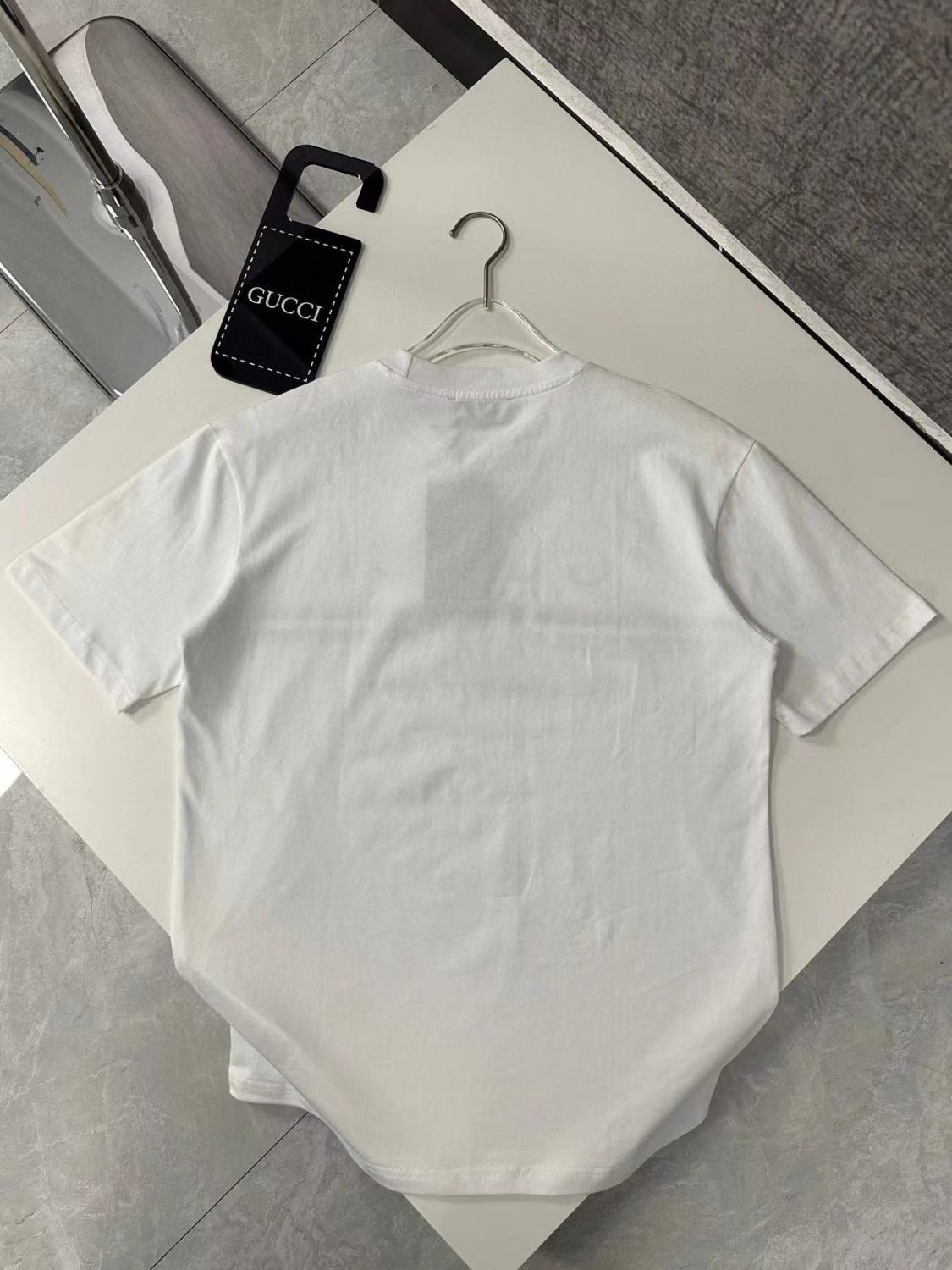 Gucci Men's Summer Letter Logo Print White Round Neck Short Sleeve T-Shirt #72297