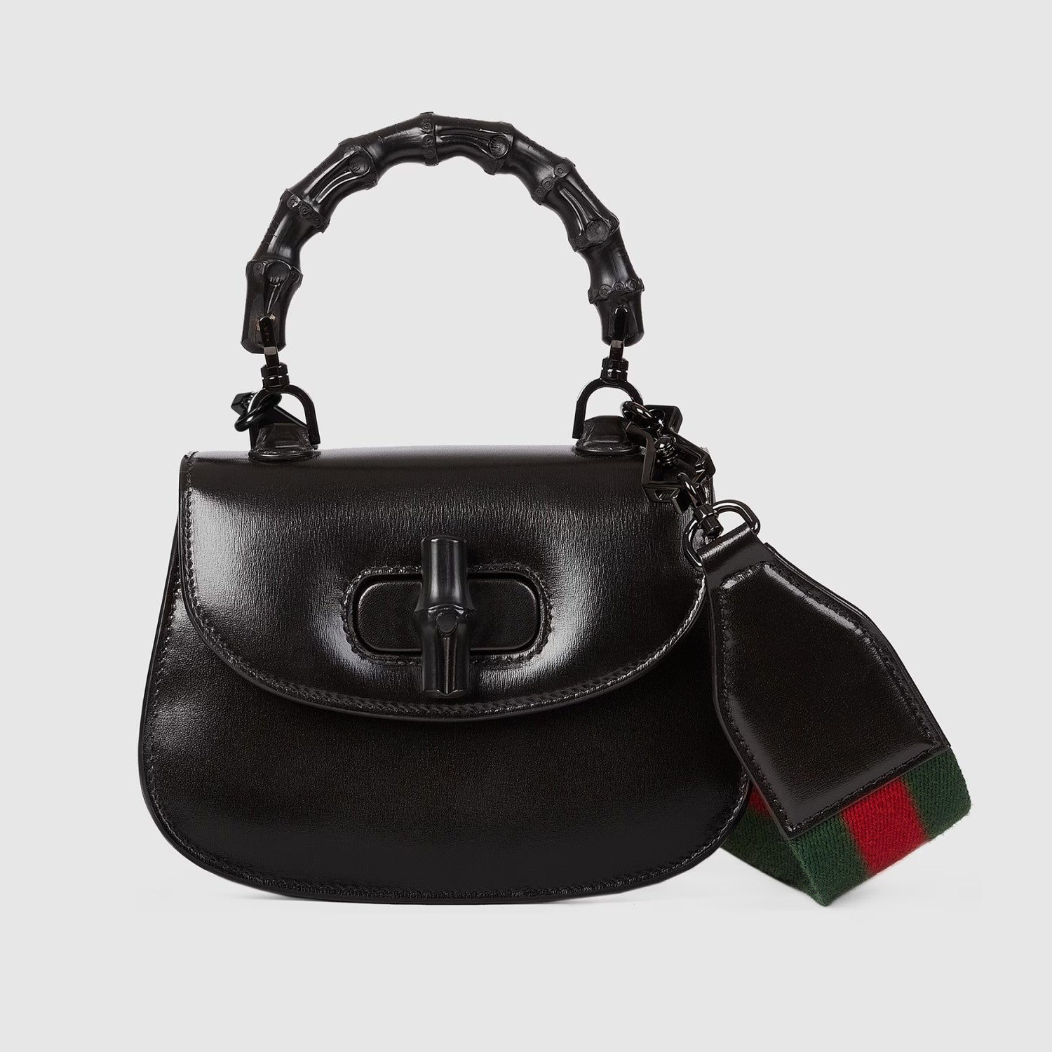 Gucci Bamboo 1947 Mini Bag Black Clutch With Classic Red And Green Strap Stylish Refined Trendy Crossbody Bags #81963A