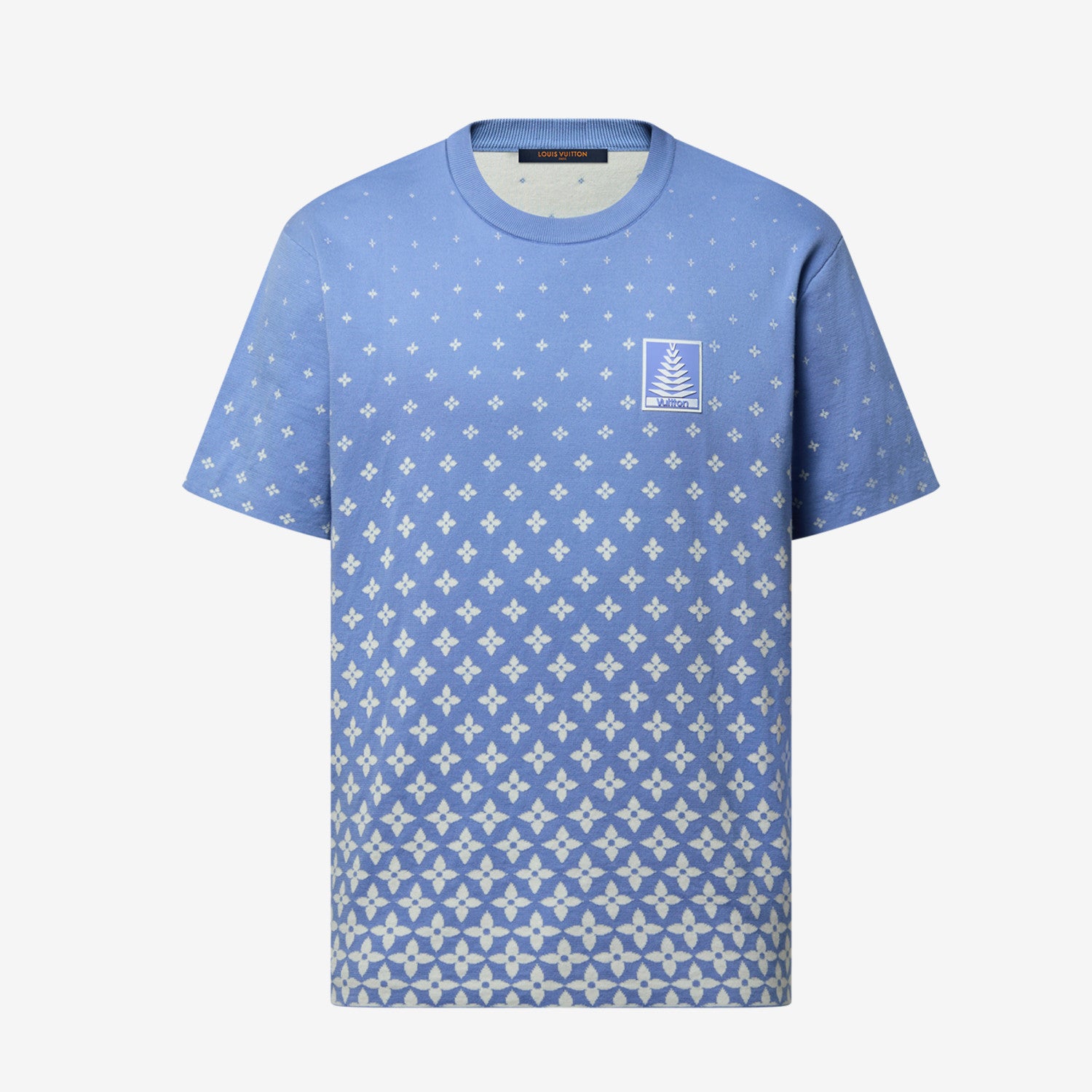 Louis Vuitton Men's Summer Cotton Knit Full Print Round Neck Pullover Solid Color Short Sleeved T-Shirt #71812