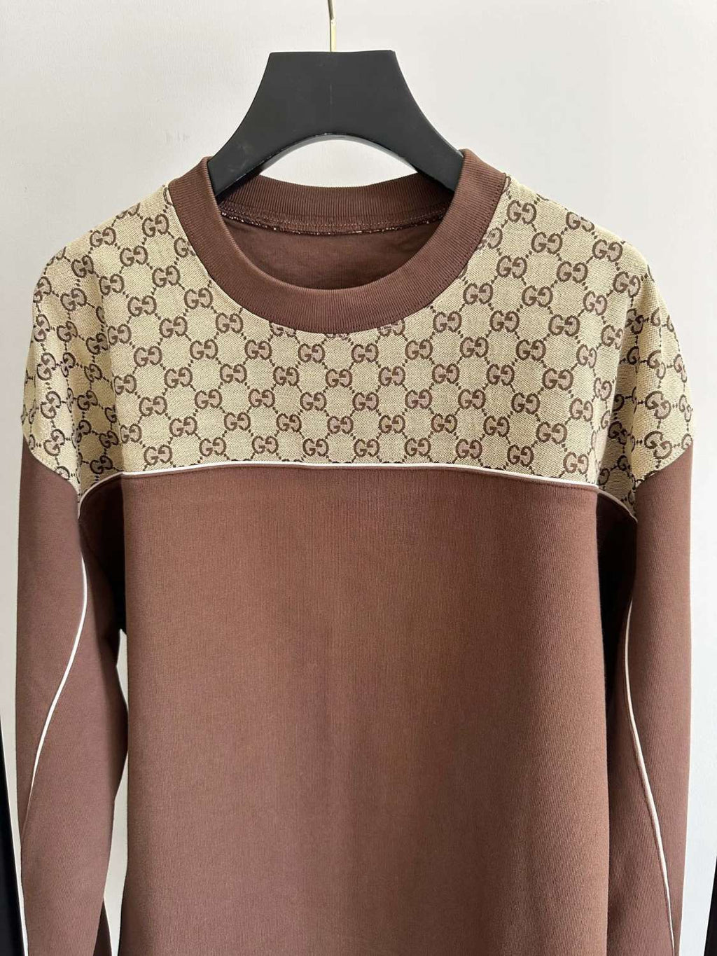 Gucci Men's Fall And Winter Logo Print Splicing Casual Cotton Round Neck Long Sleeved Sweater Drawstring Tie Drawstring Knit Sweatpants Pants Suit Set #72831