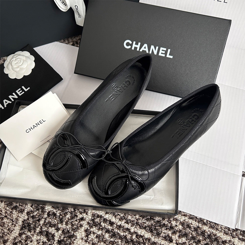Chanel Lambskin Cambon Quilted Ballerina Flats #310355